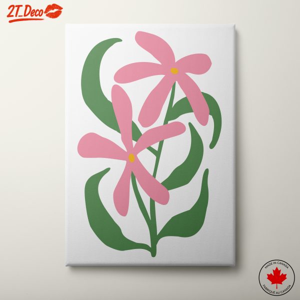 Stylized Pink Floral Botanical Art