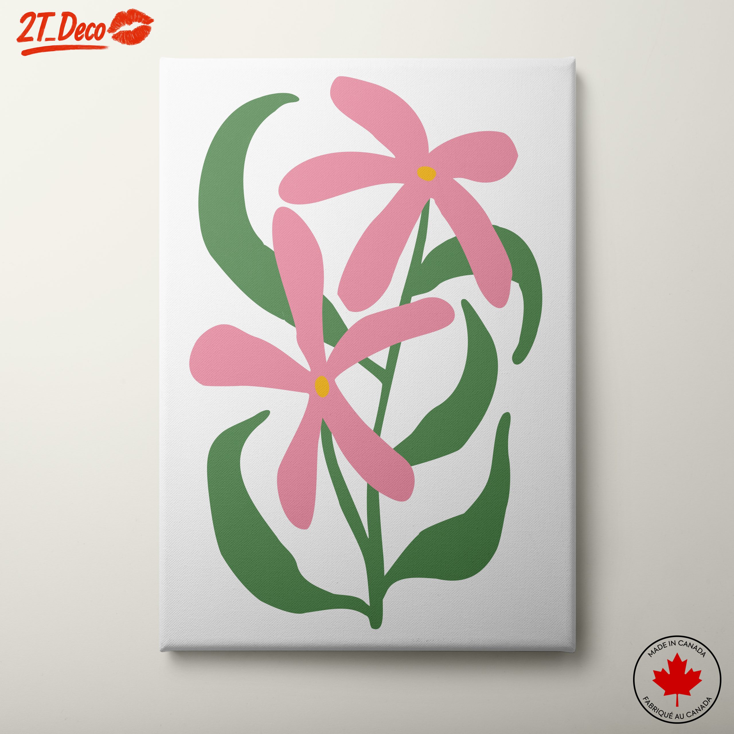 Stylized Pink Floral Botanical Art