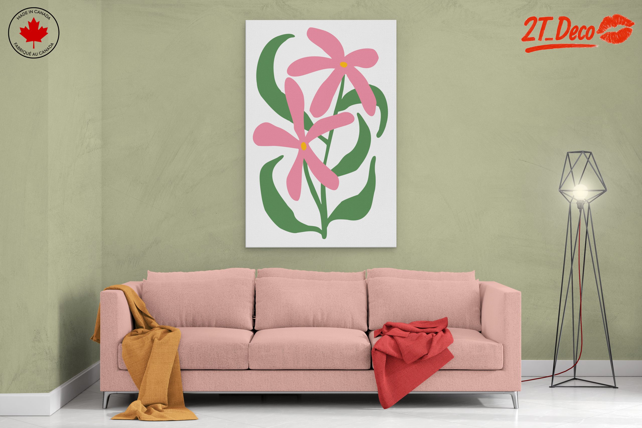 Stylized Pink Floral Botanical Art - Image 2