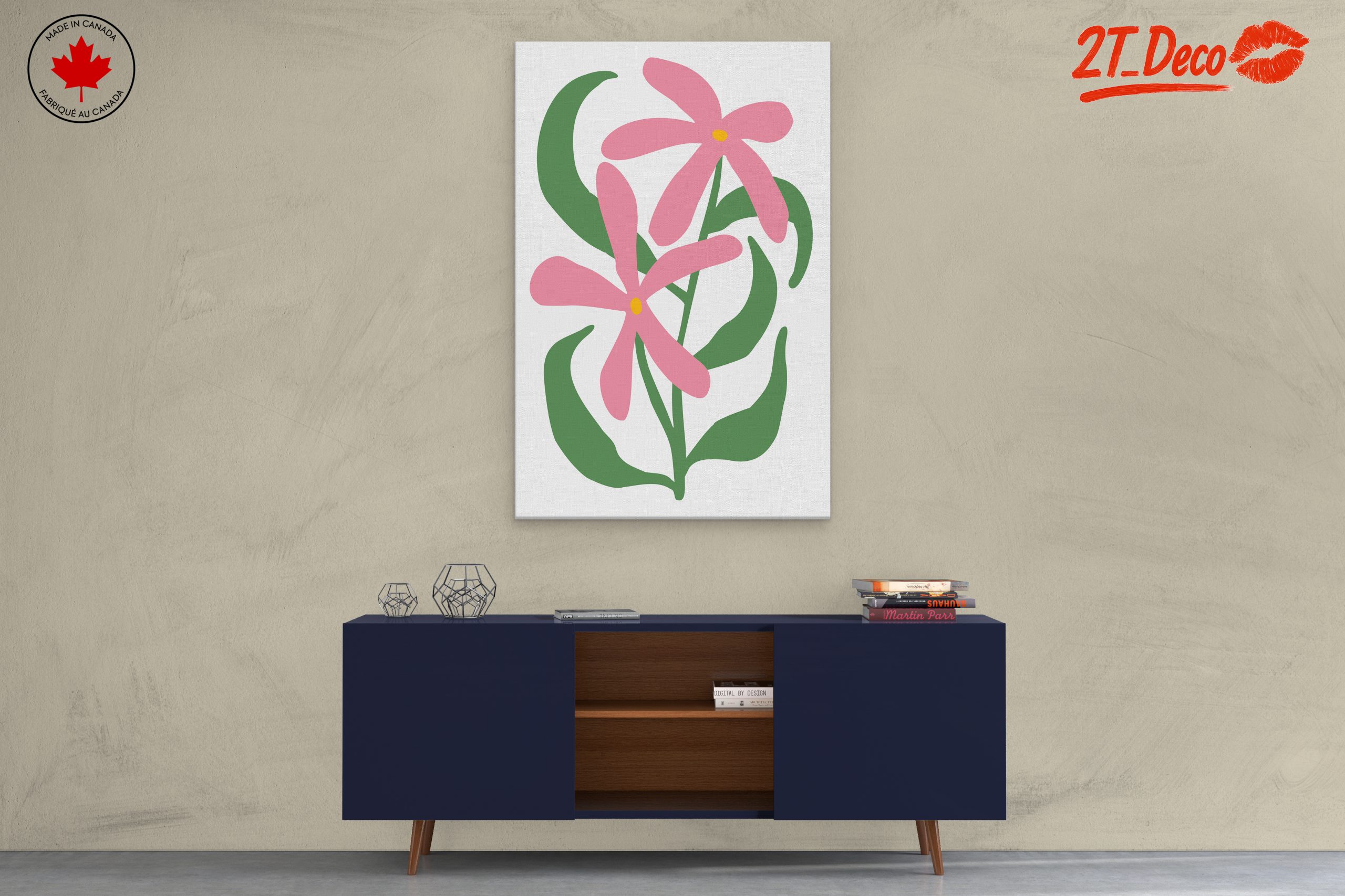 Stylized Pink Floral Botanical Art - Image 3