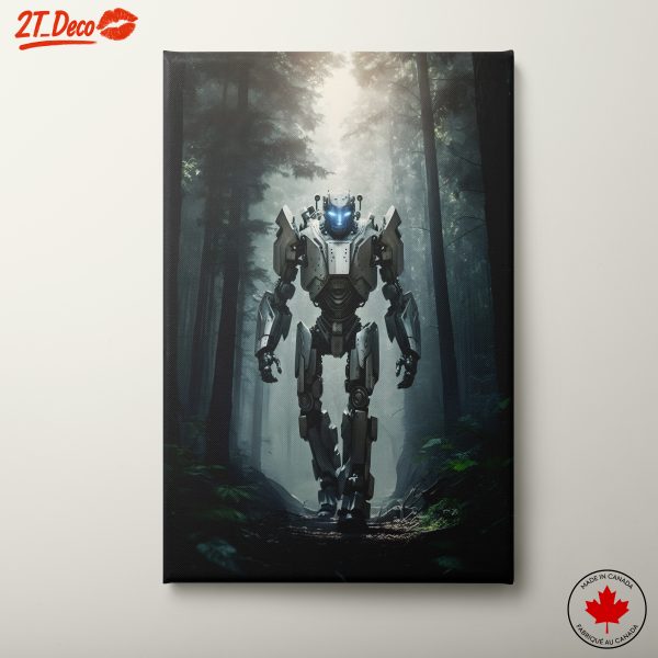 Futuristic Robot Walking in a Forest