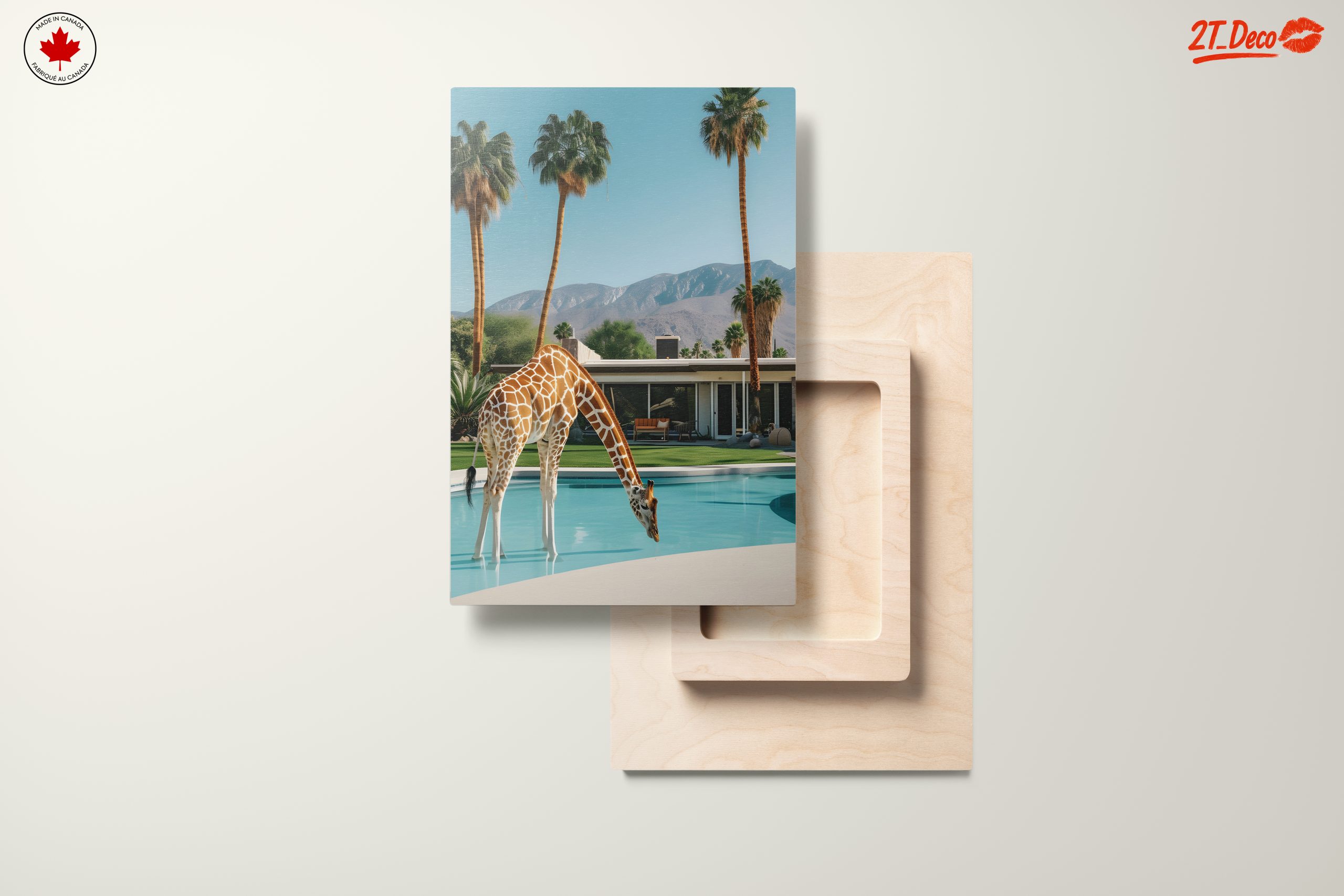 Giraffe by the Poolside in Modern Landscape - Image 11