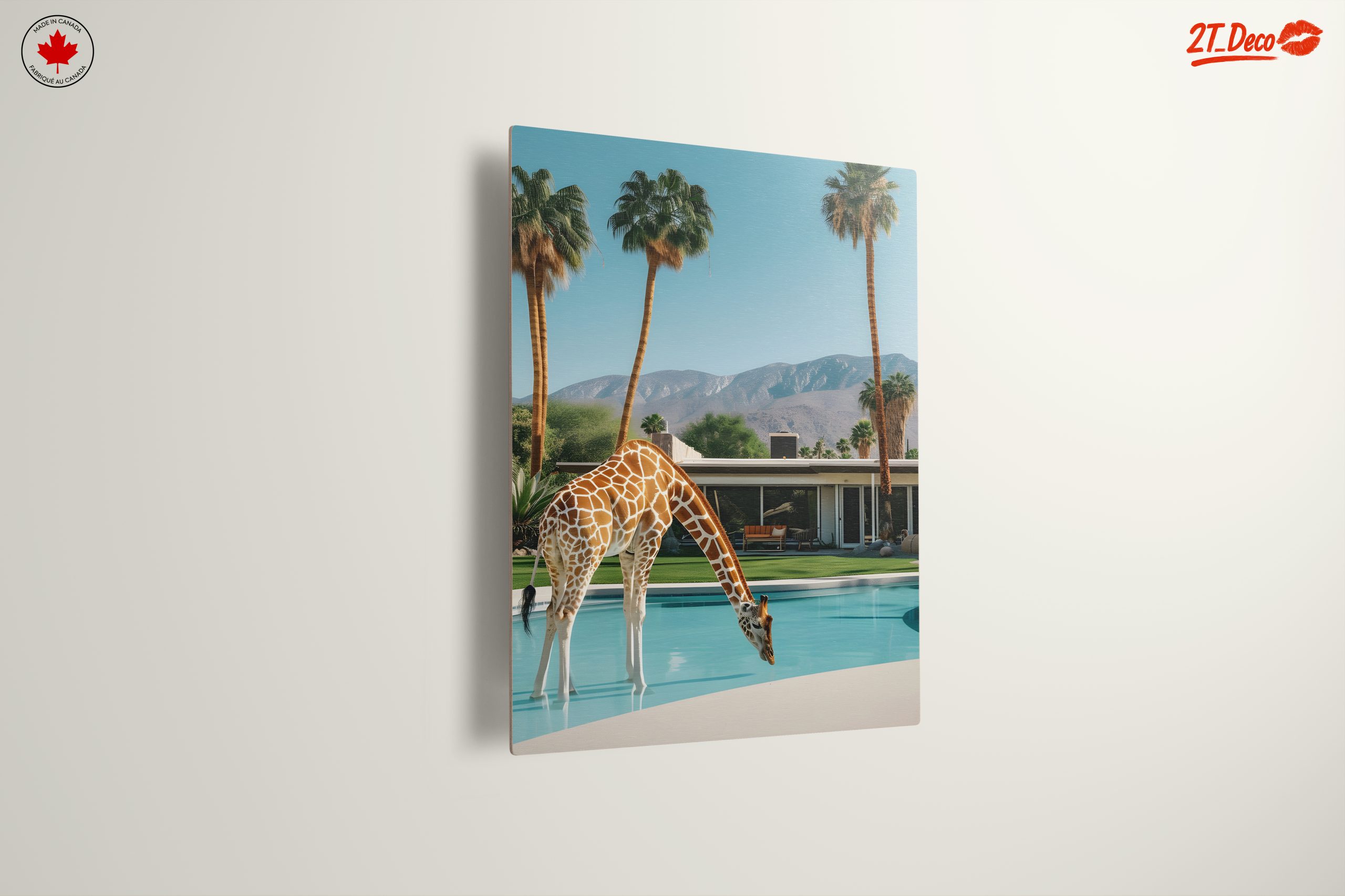Giraffe by the Poolside in Modern Landscape - Image 13