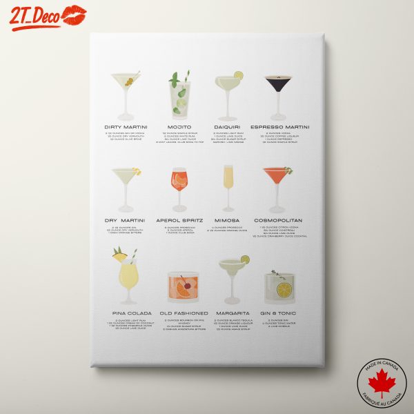 Cocktail Recipe Illustrations for Home Bars