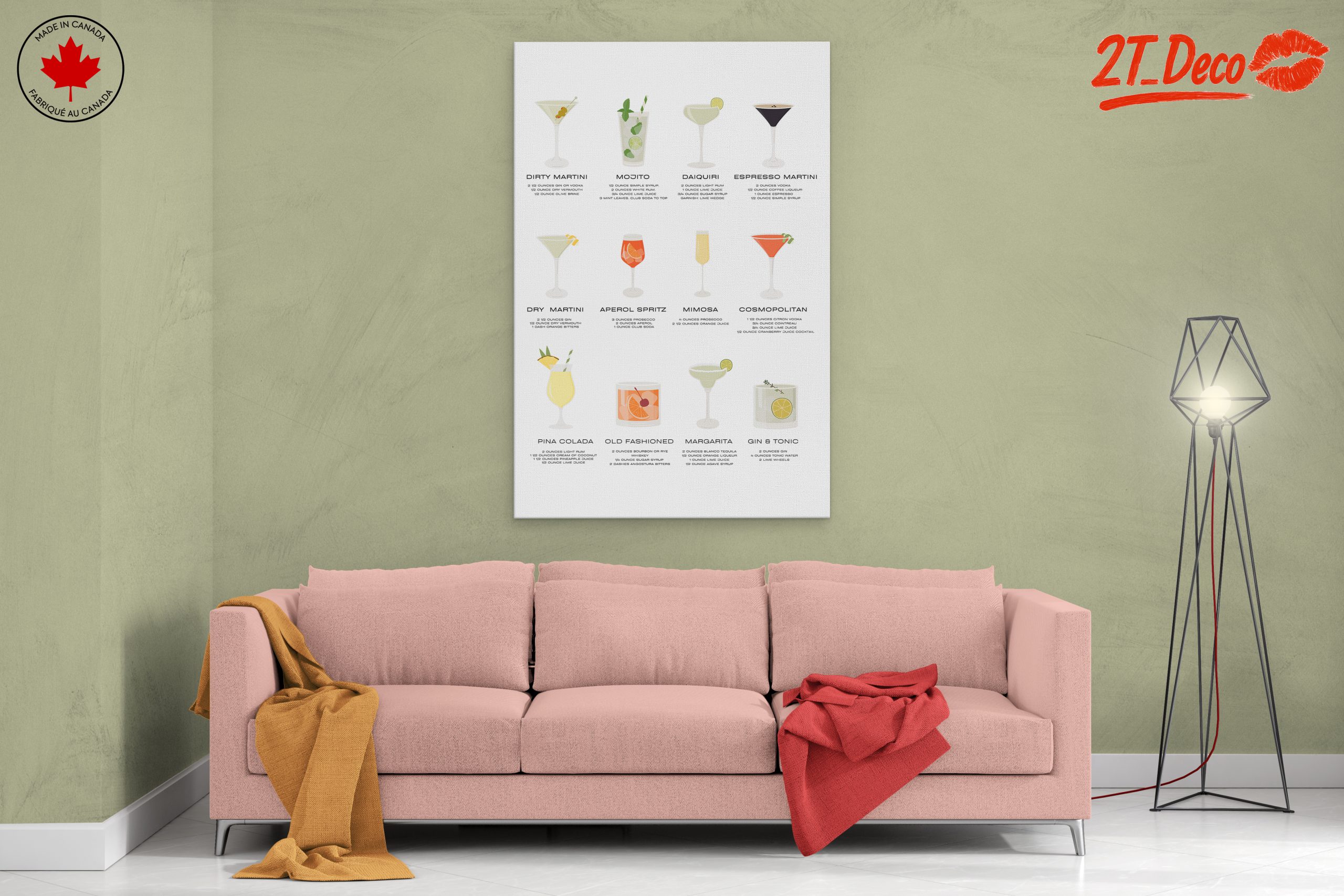 Cocktail Recipe Illustrations for Home Bars - Image 2
