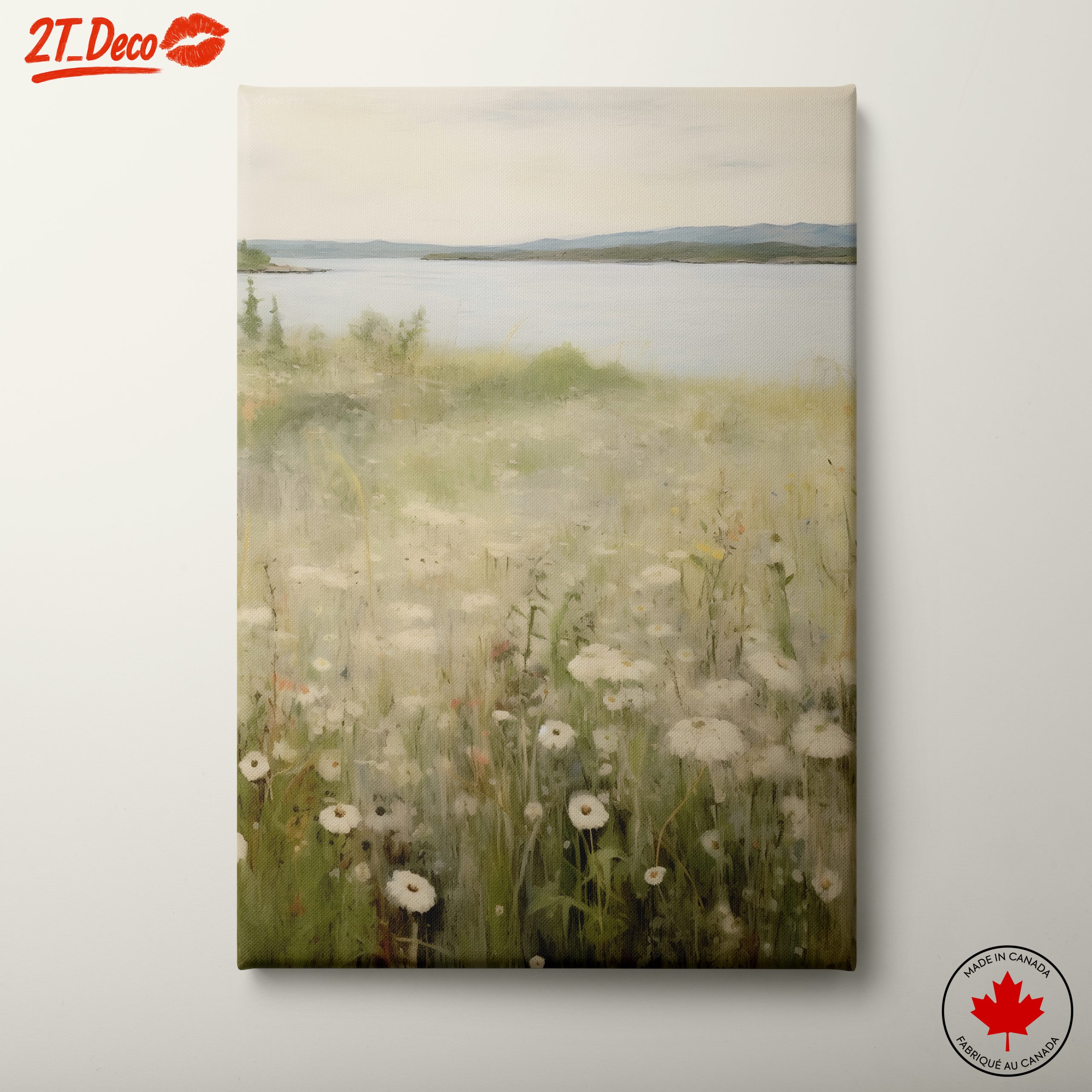 Serene Nature Landscape with Wildflowers and Water
