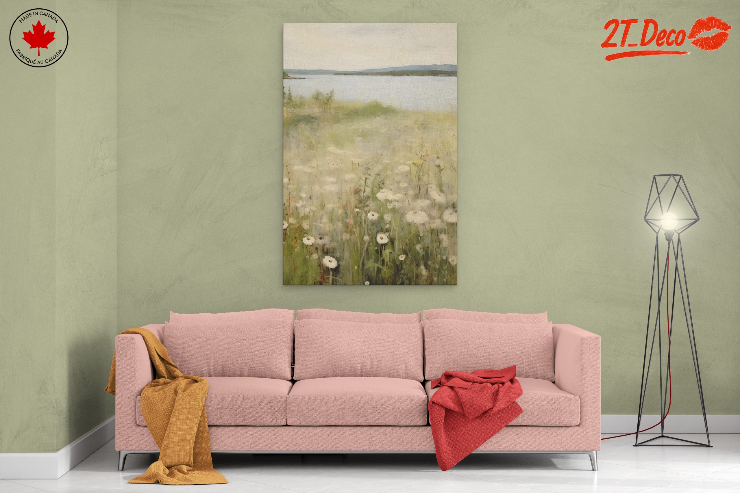 Serene Nature Landscape with Wildflowers and Water - Image 2