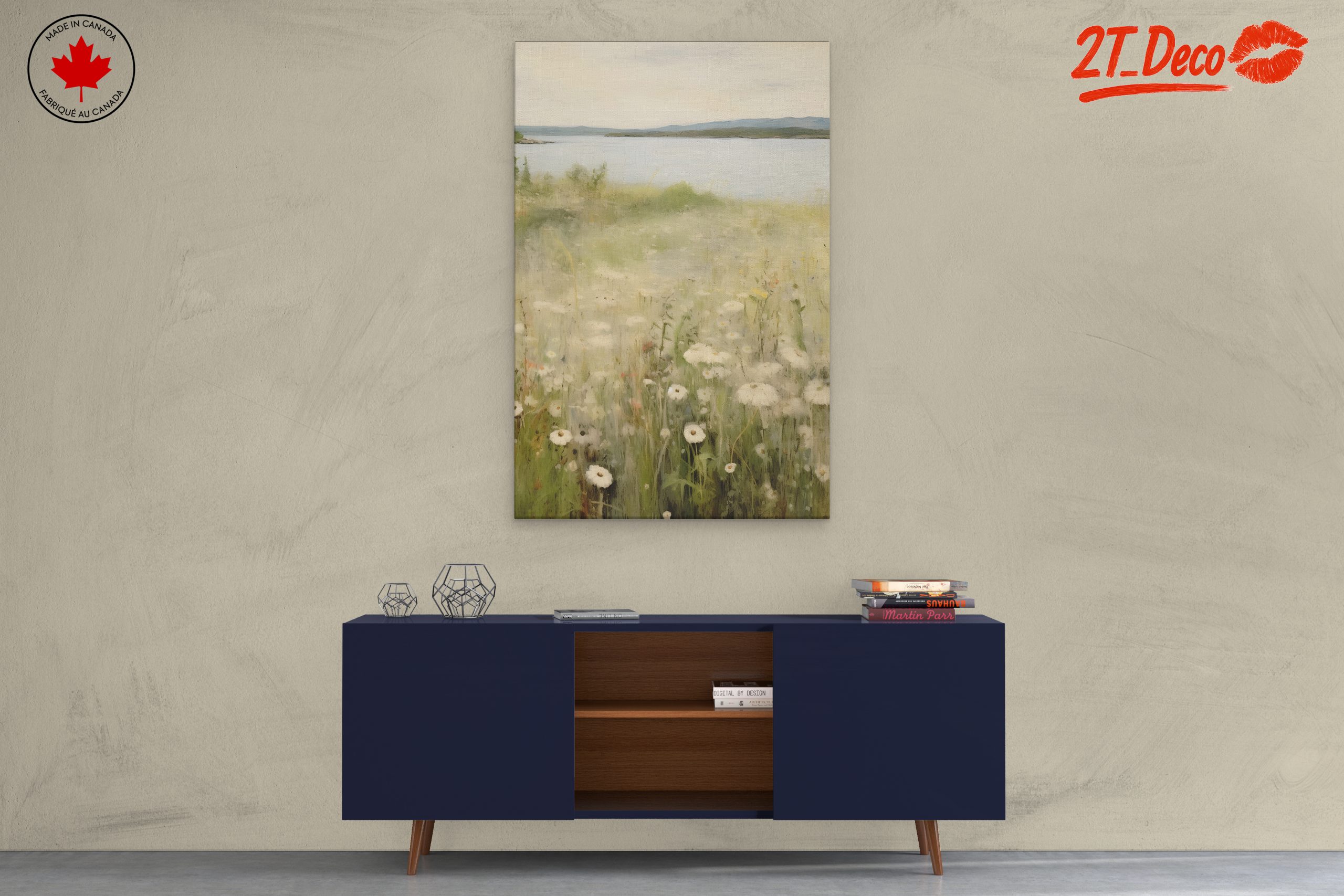 Serene Nature Landscape with Wildflowers and Water - Image 3