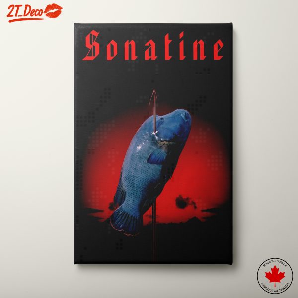 Surreal Artistic Fish Against Red Background