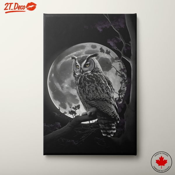 Majestic Owl Silhouette Against Full Moon