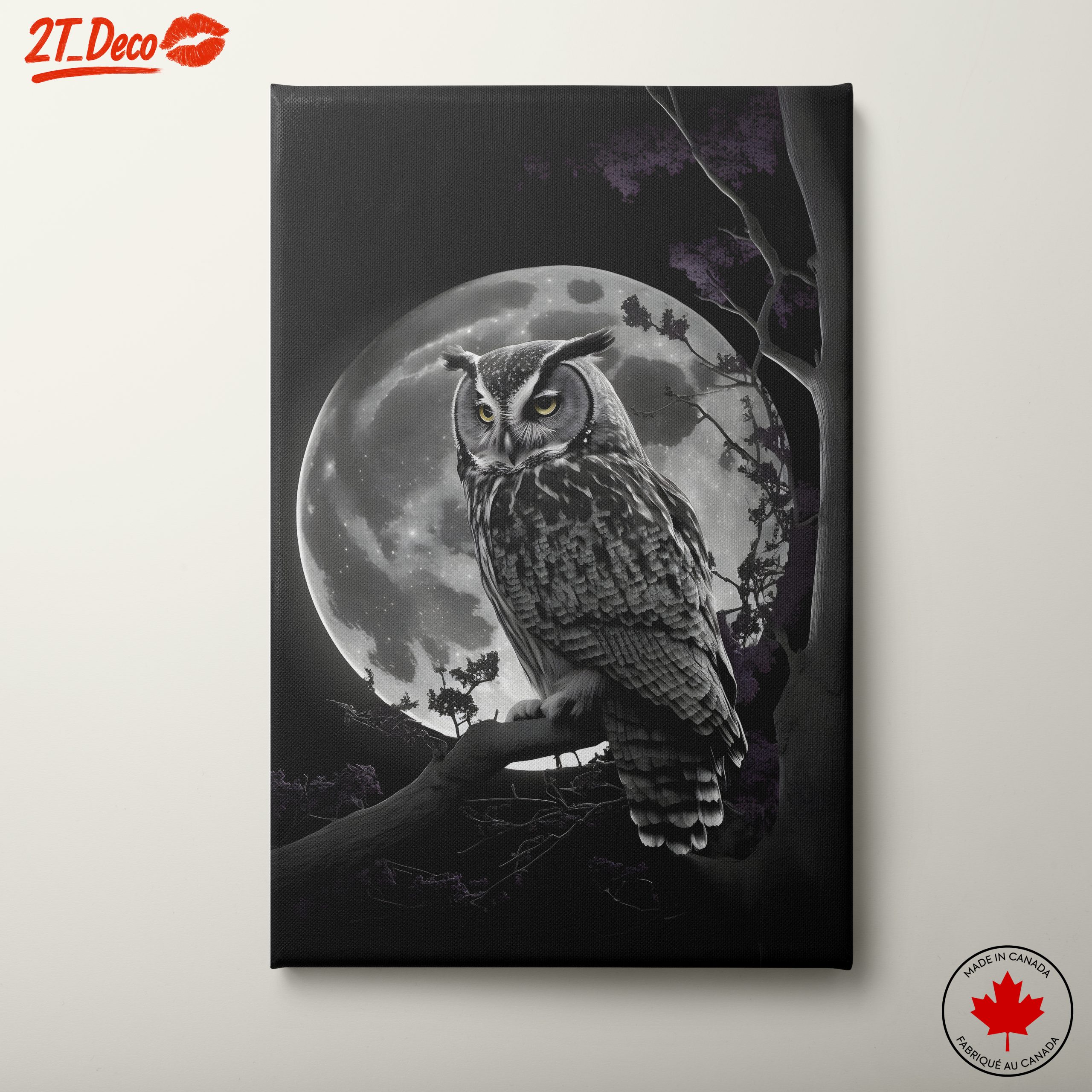Majestic Owl Silhouette Against Full Moon