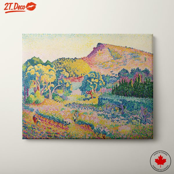 Colorful Abstract Landscape with Trees and Hills