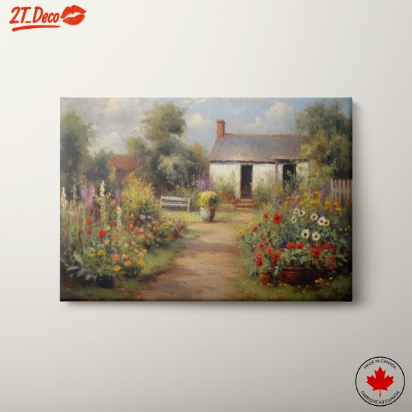 Vibrant Garden with Flowers and Cottage