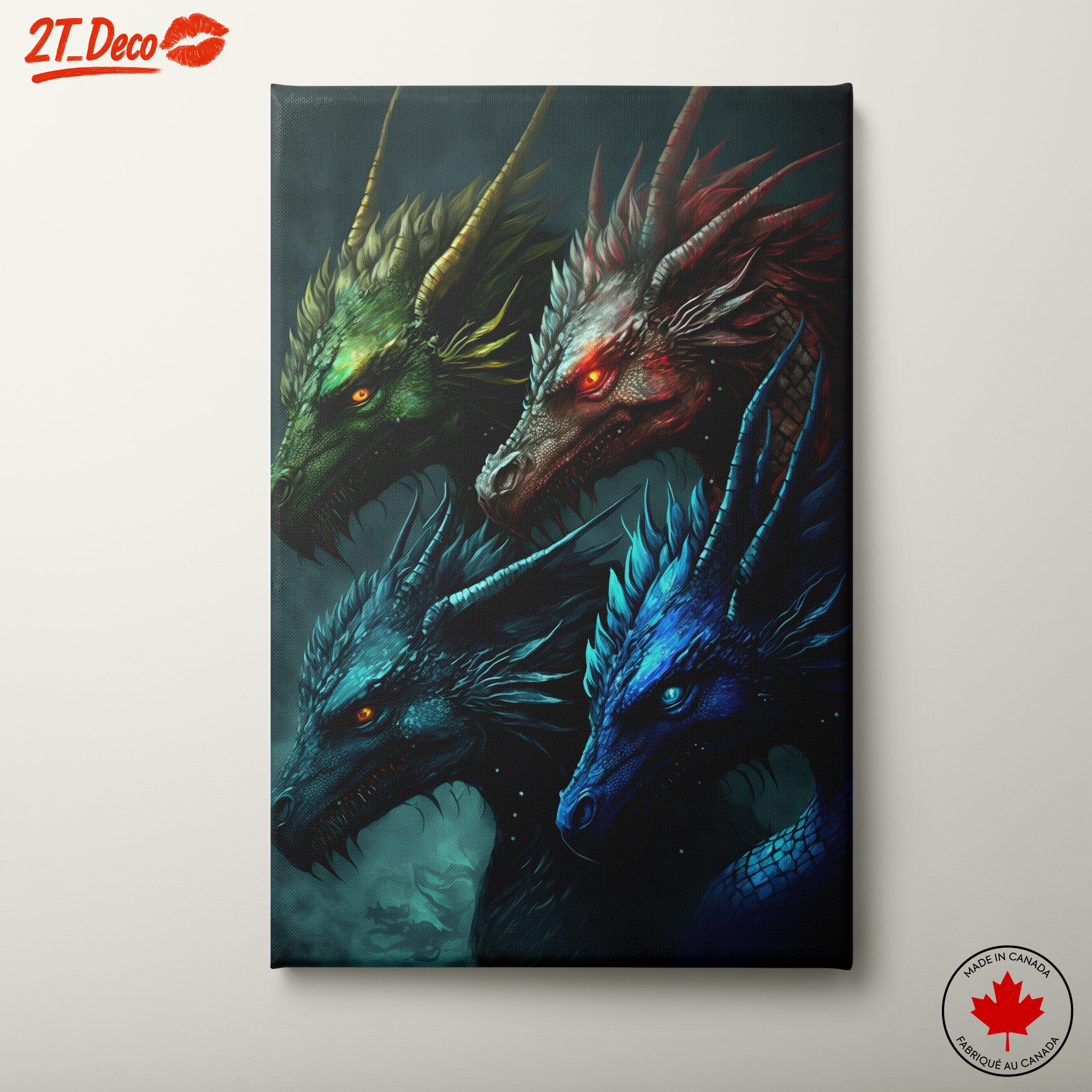 Four Colorful Dragon Heads in Fantasy Art
