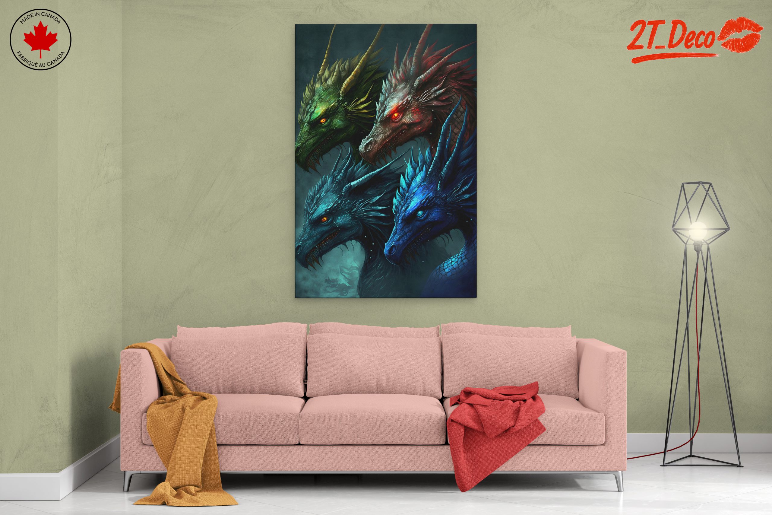 Four Colorful Dragon Heads in Fantasy Art - Image 2