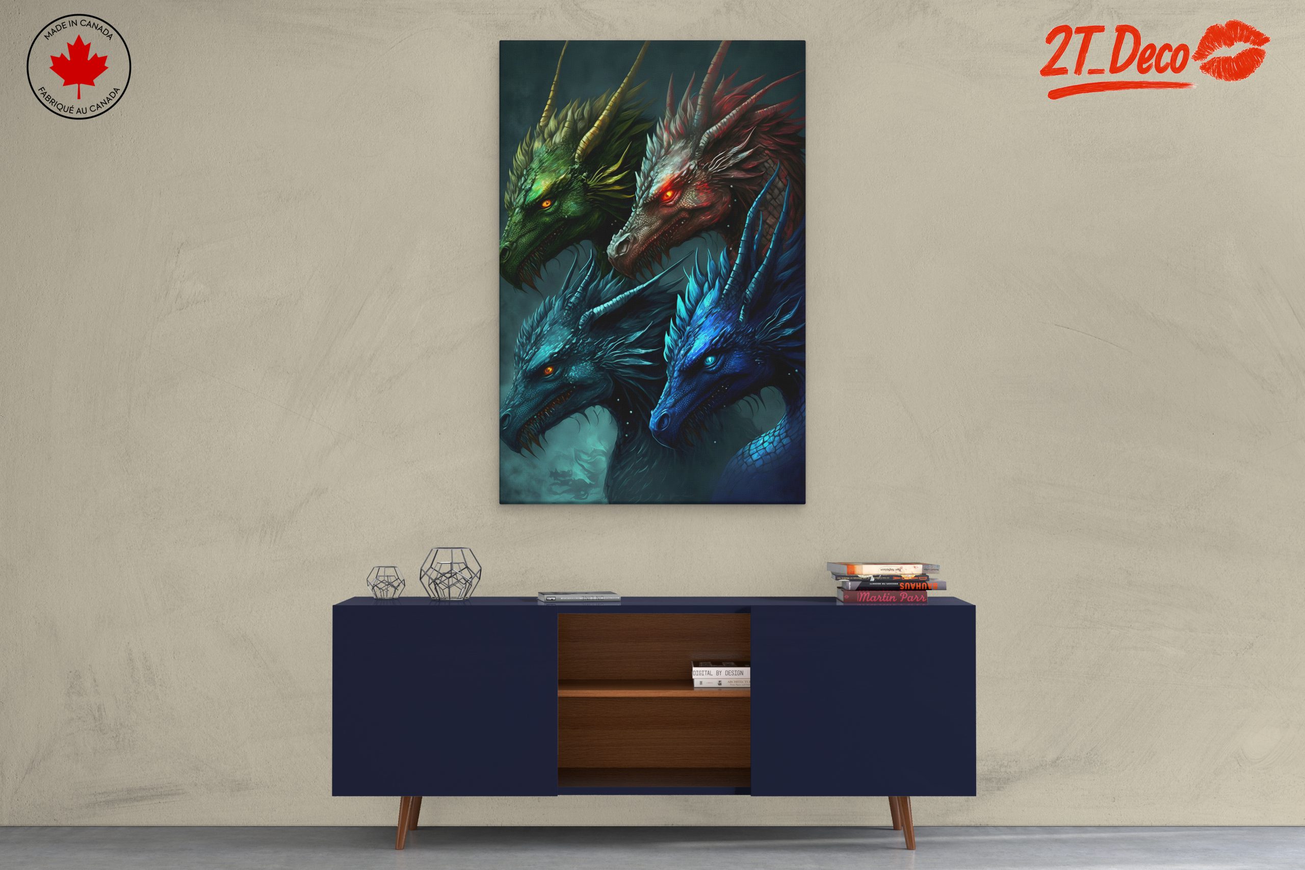 Four Colorful Dragon Heads in Fantasy Art - Image 3