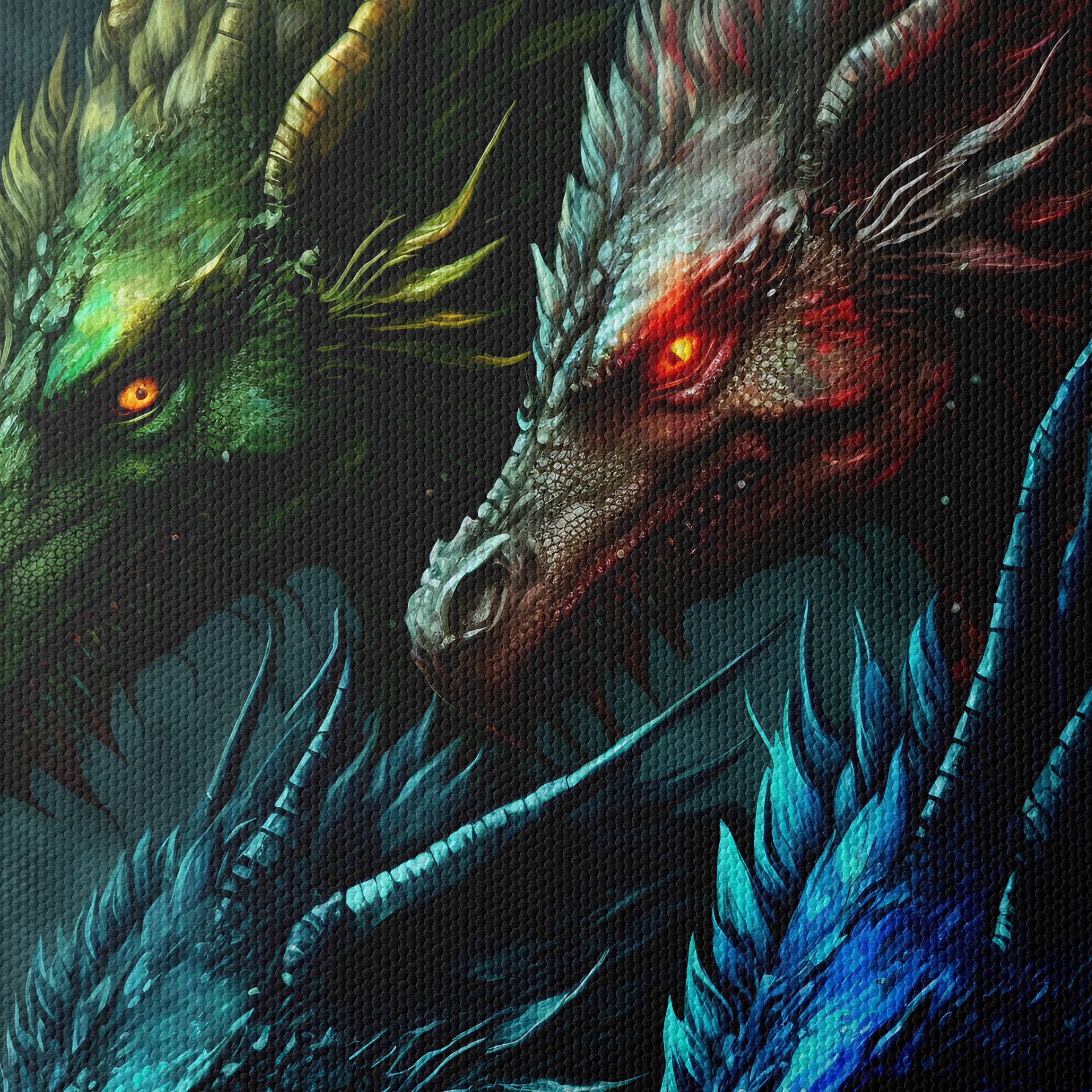 Four Colorful Dragon Heads in Fantasy Art - Image 4