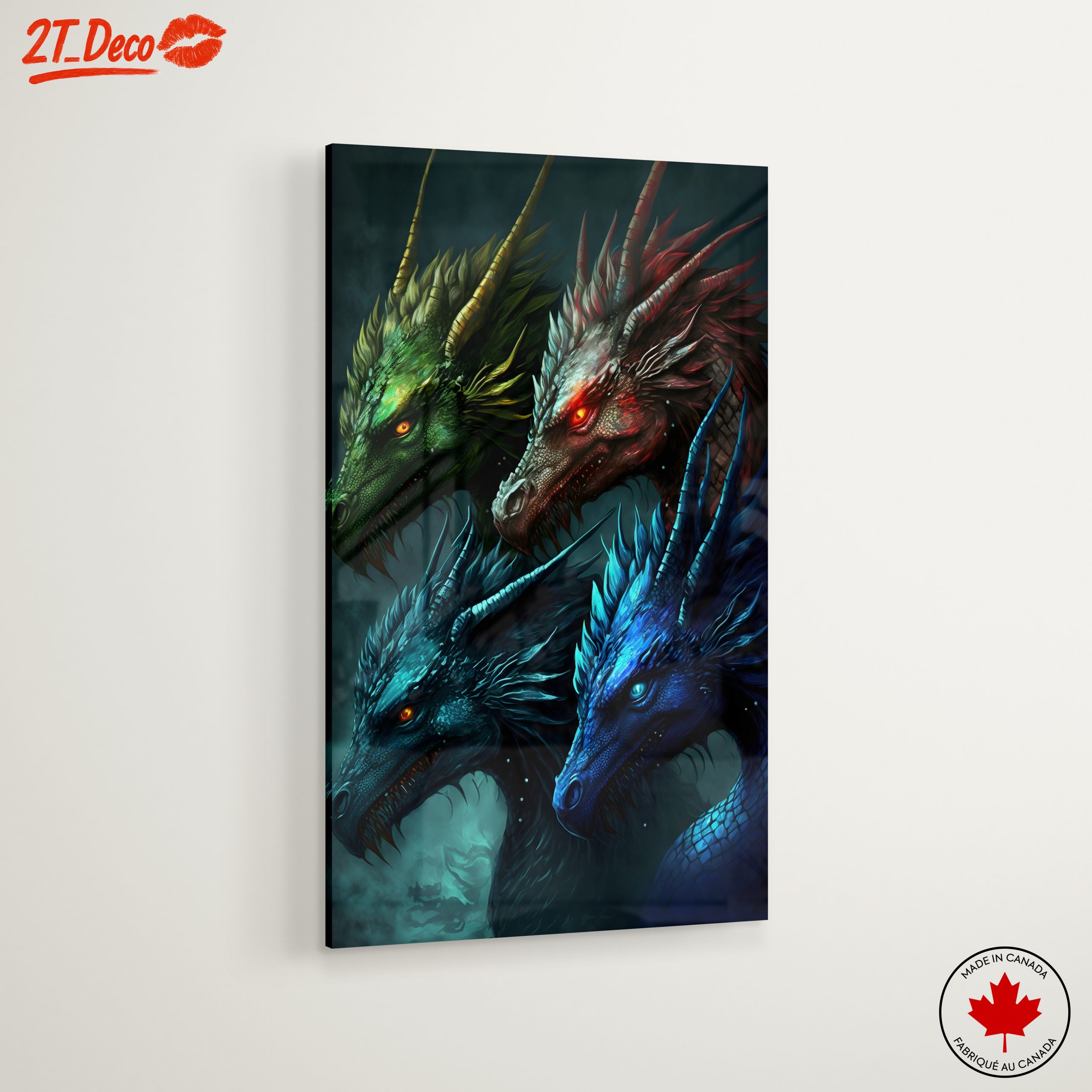 Four Colorful Dragon Heads in Fantasy Art - Image 6