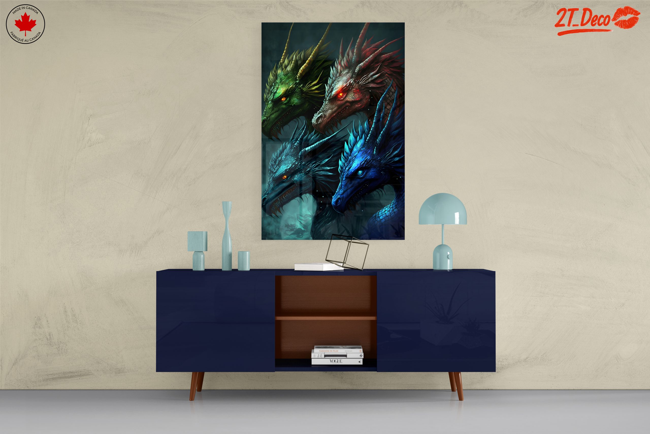 Four Colorful Dragon Heads in Fantasy Art - Image 8