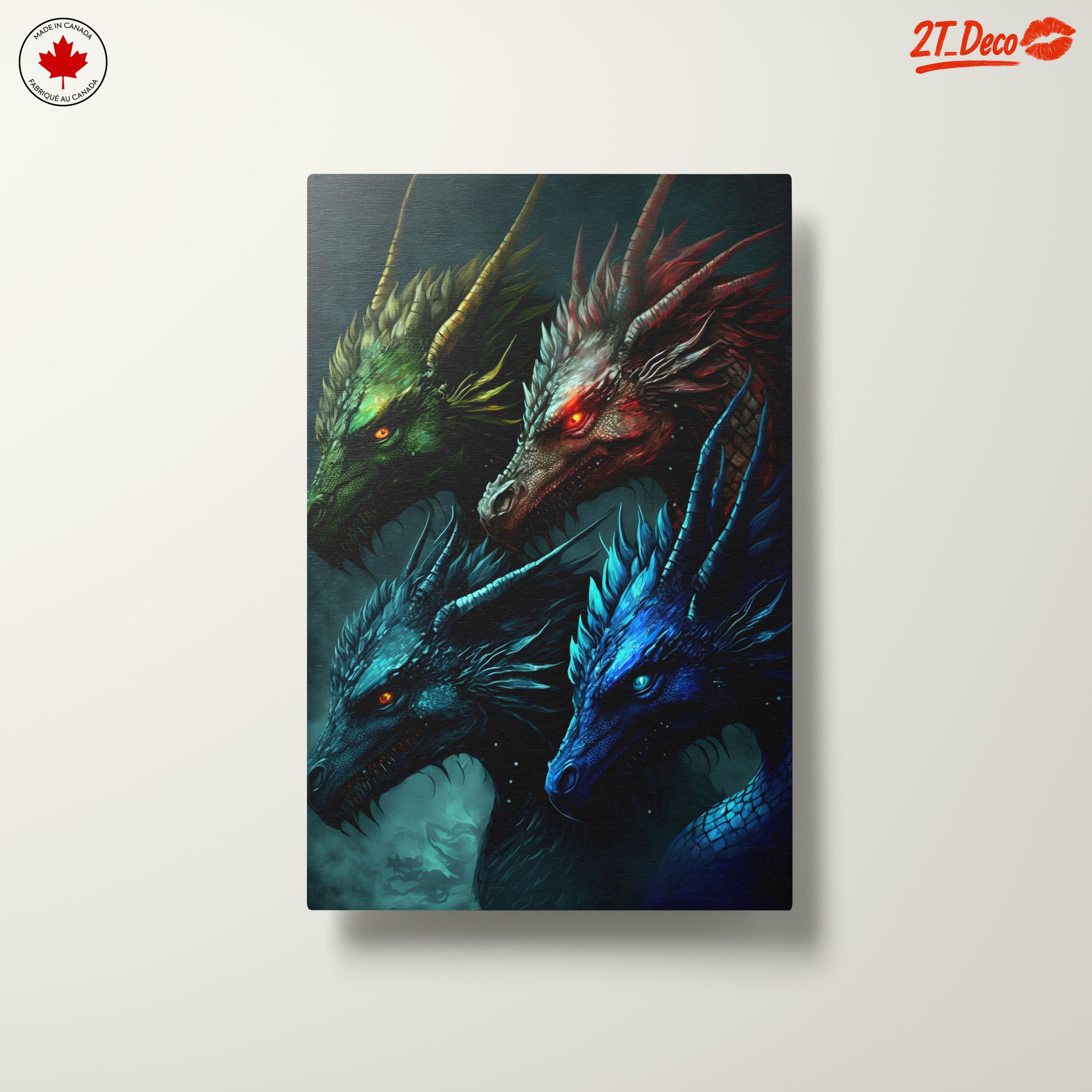 Four Colorful Dragon Heads in Fantasy Art - Image 10
