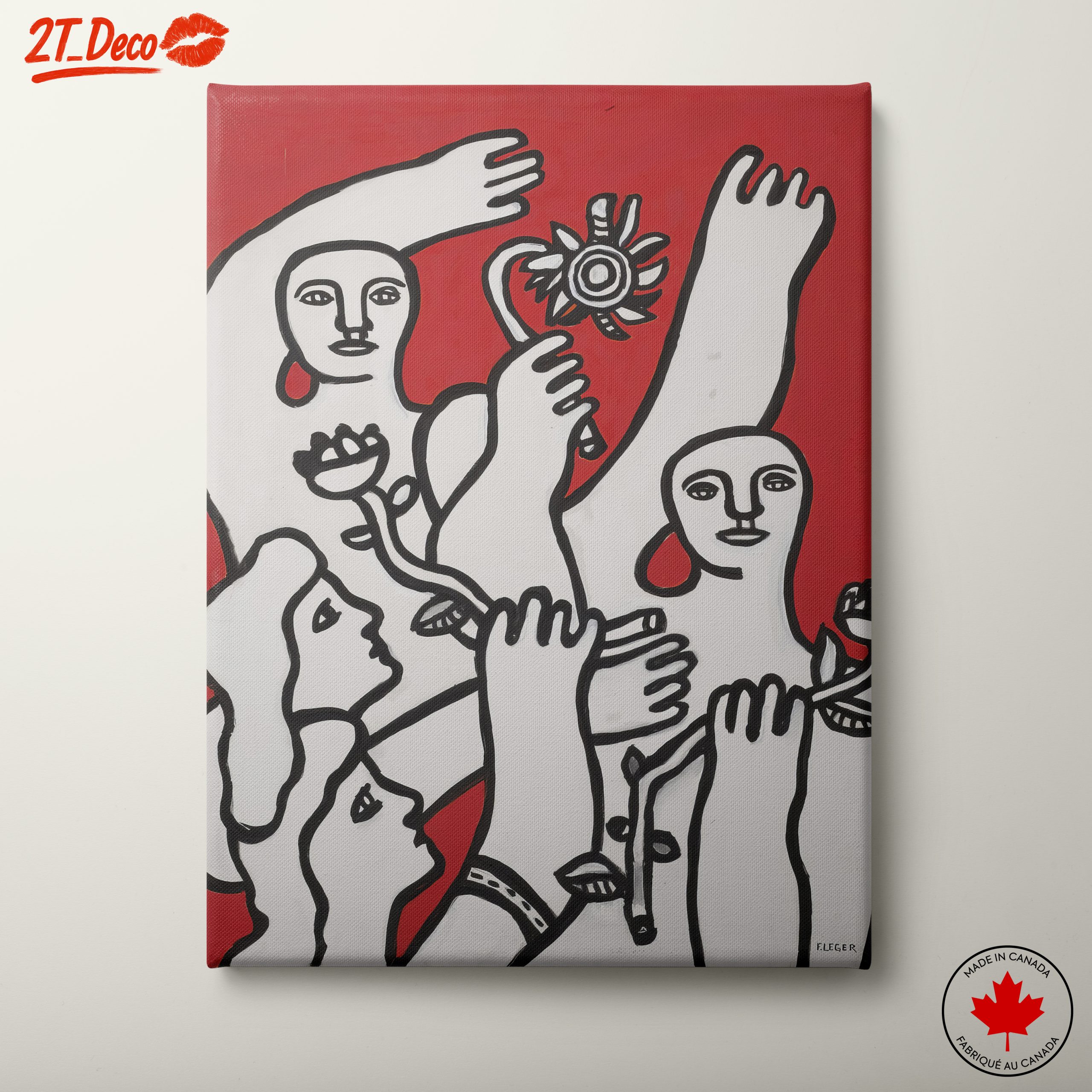 Contemporary Cultural Artwork Featuring Figures and Flowers