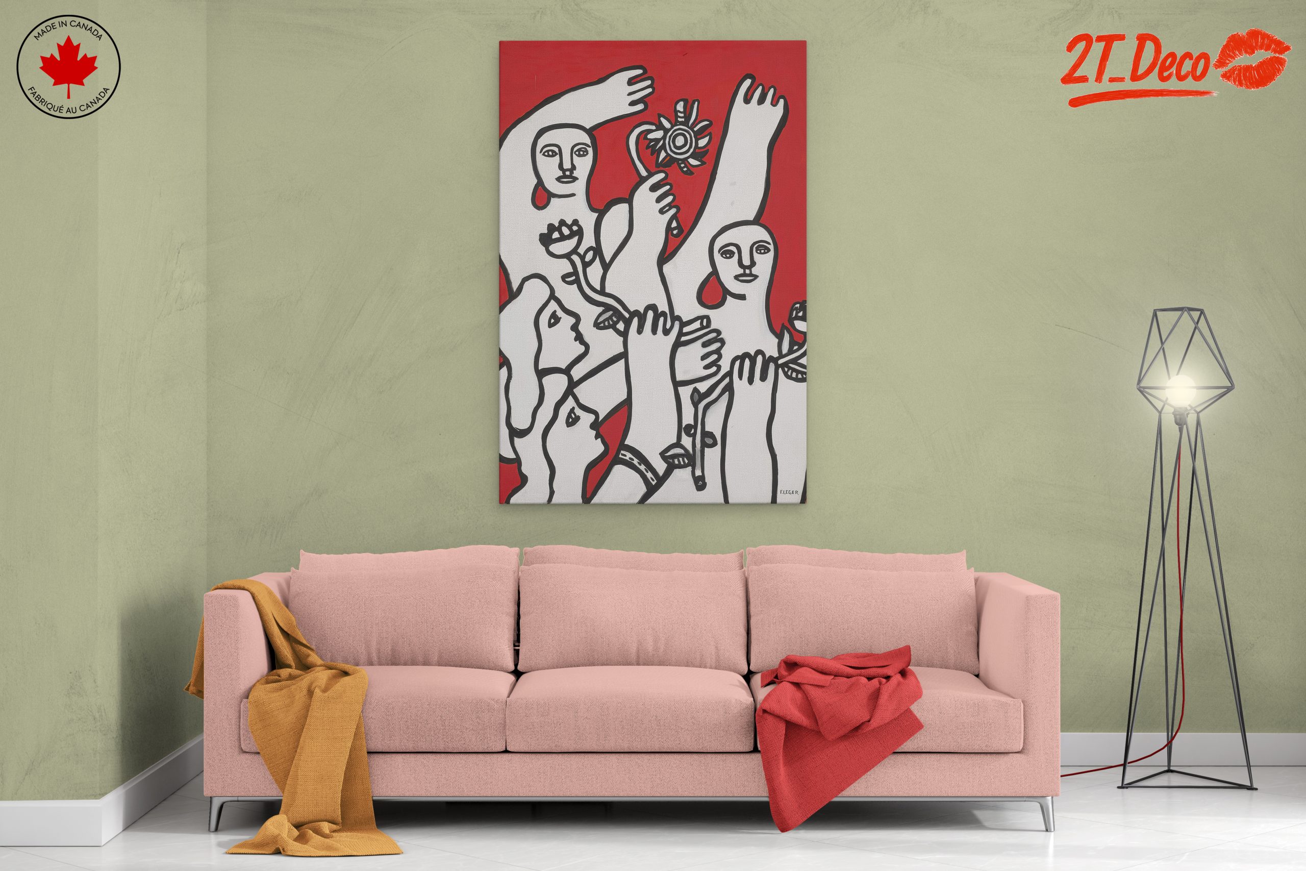 Contemporary Cultural Artwork Featuring Figures and Flowers - Image 2