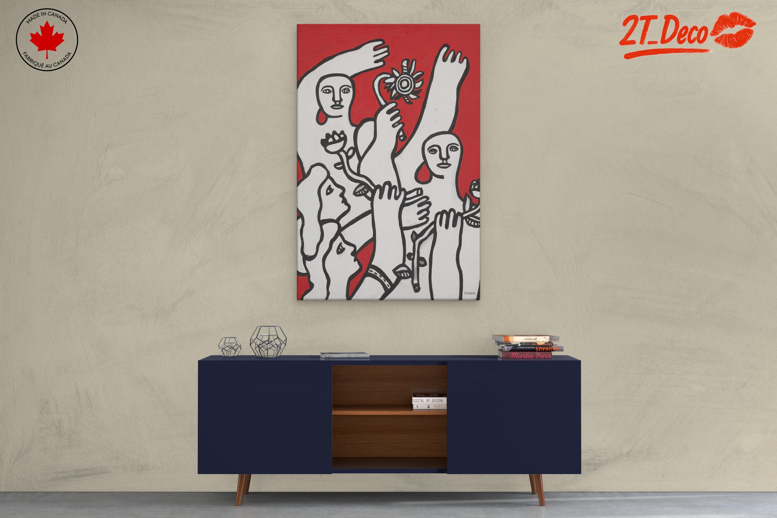 Contemporary Cultural Artwork Featuring Figures and Flowers - Image 3