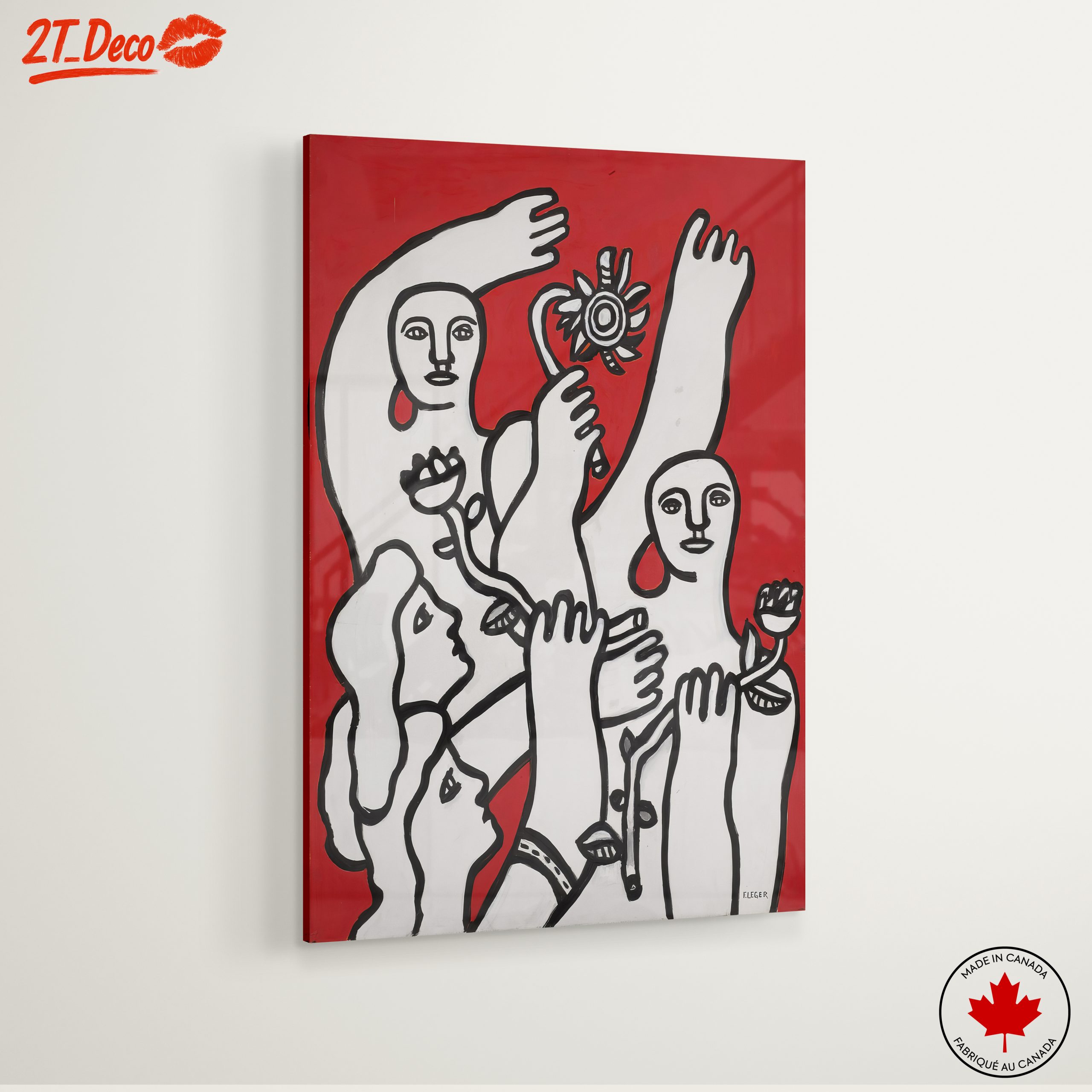 Contemporary Cultural Artwork Featuring Figures and Flowers - Image 6