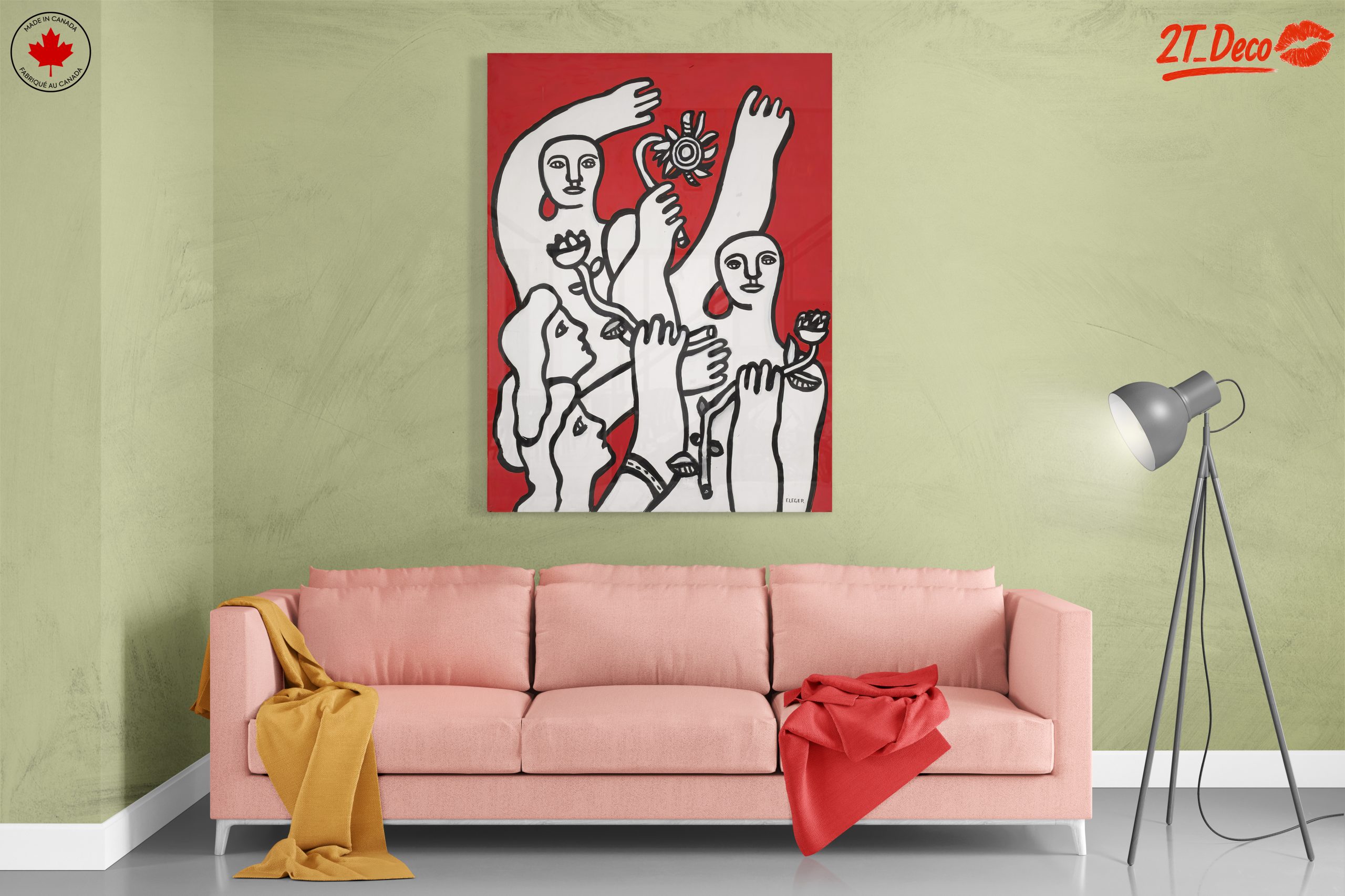 Contemporary Cultural Artwork Featuring Figures and Flowers - Image 7