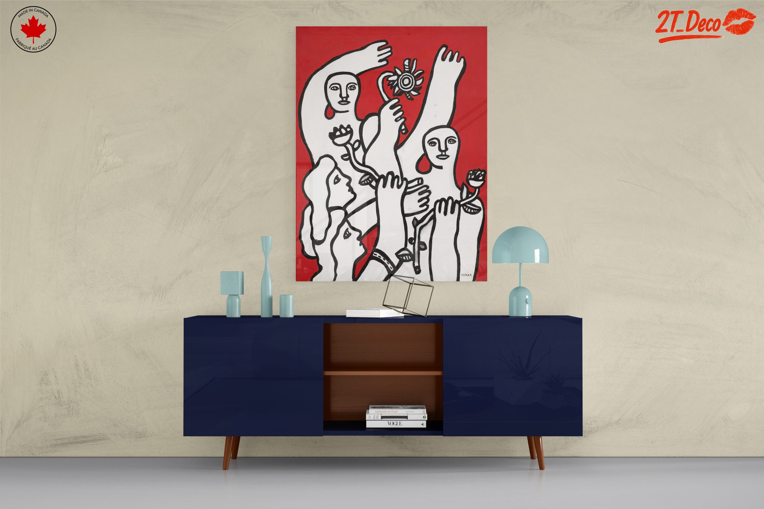Contemporary Cultural Artwork Featuring Figures and Flowers - Image 8