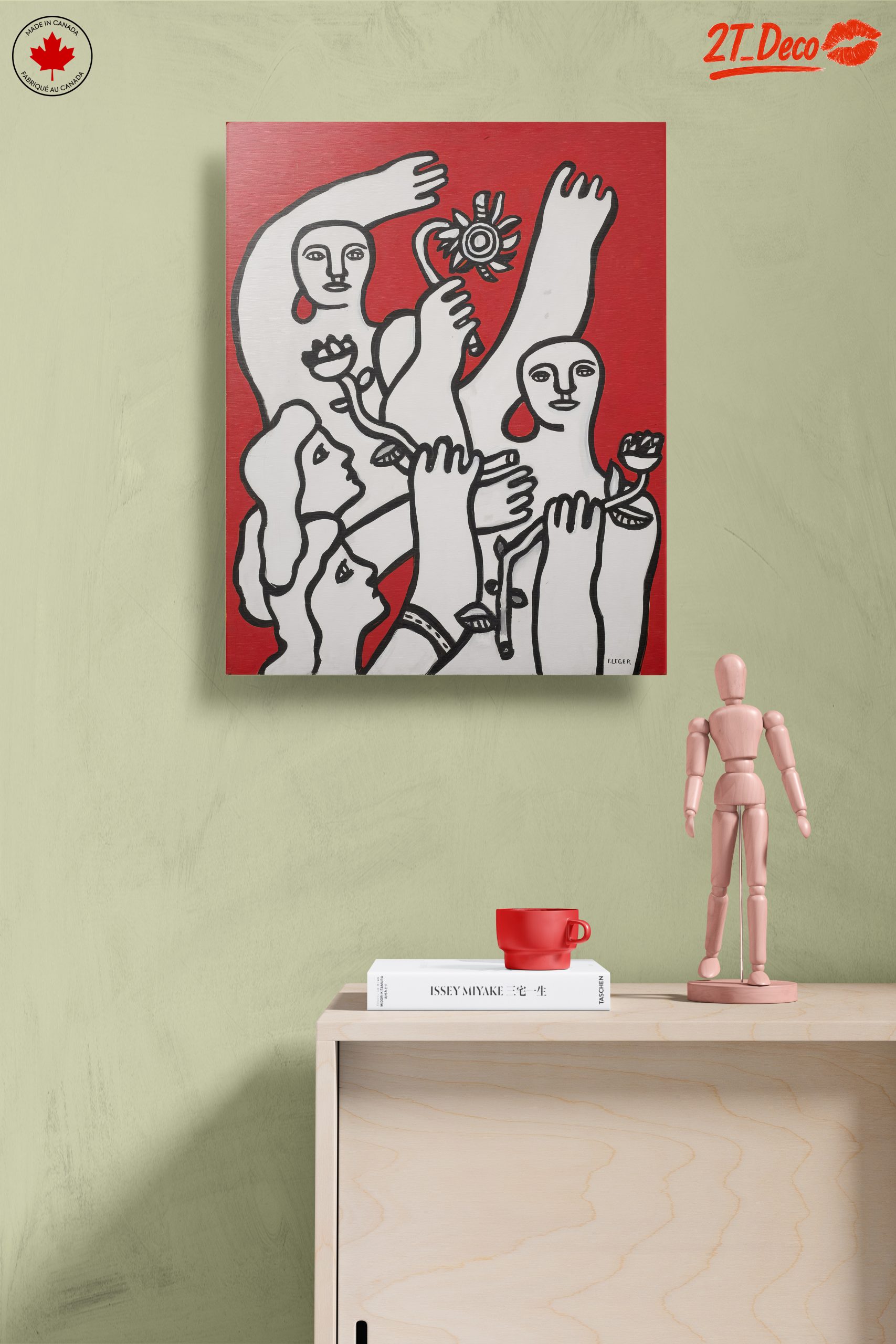 Contemporary Cultural Artwork Featuring Figures and Flowers - Image 14