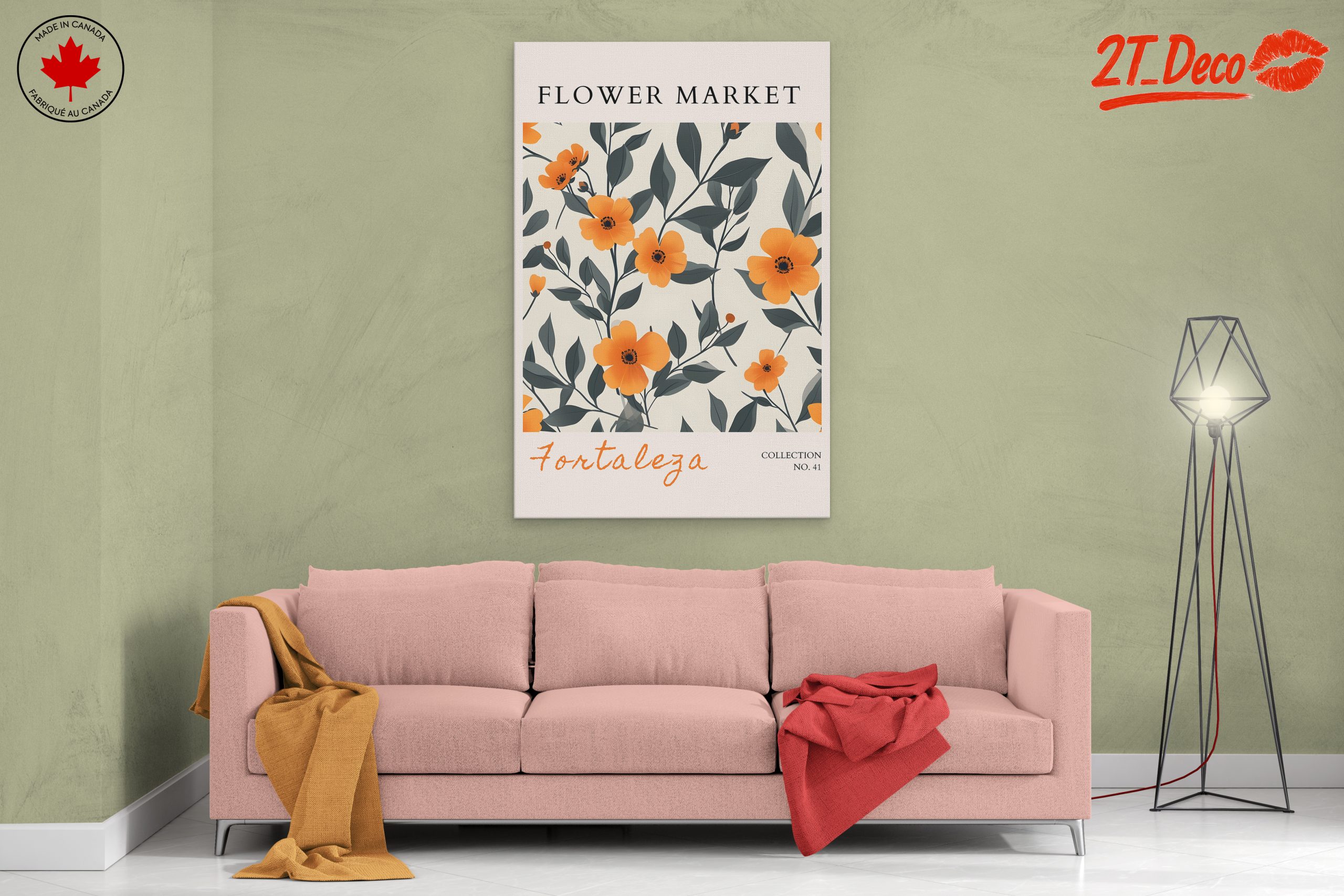 Flower Market Floral Art with Orange Blooms - Image 2
