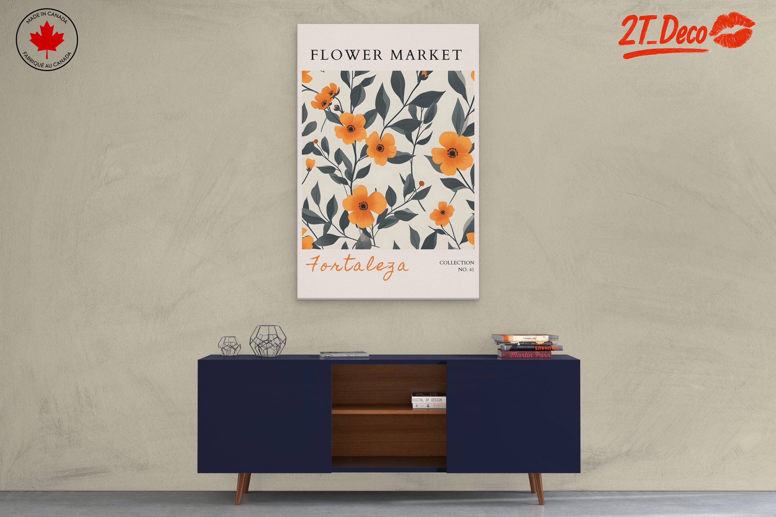 Flower Market Floral Art with Orange Blooms - Image 3