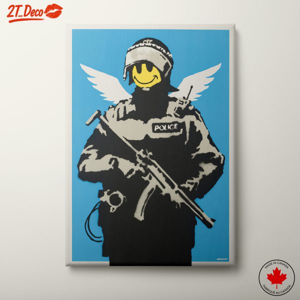 Contemporary Satirical Art with Police and Smiley Face