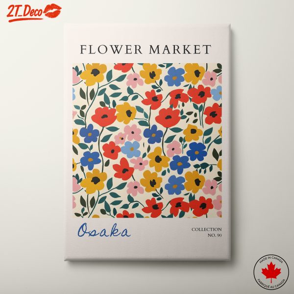 Vibrant Flower Market Artwork from Osaka