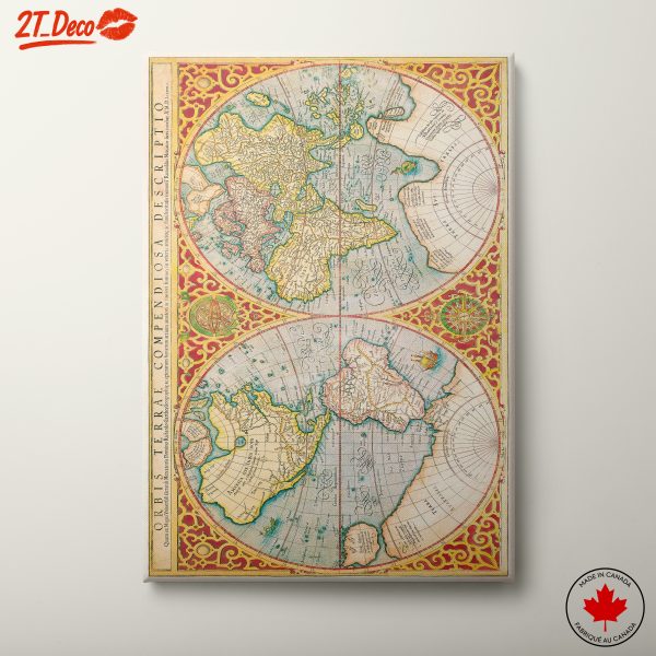 Vintage World Map with Ornate Design