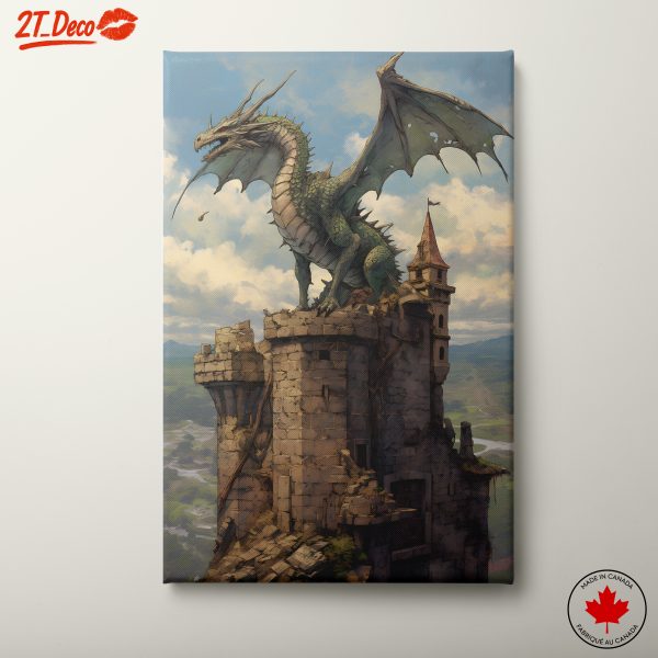 Majestic Dragon atop Ancient Castle