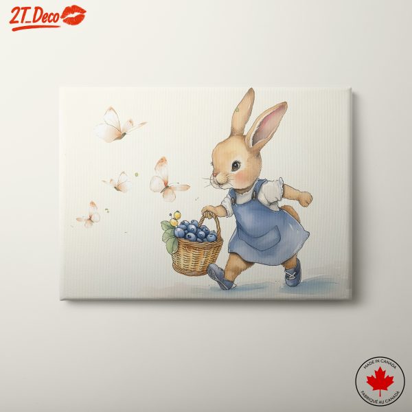 Adorable Bunny Collecting Blueberries