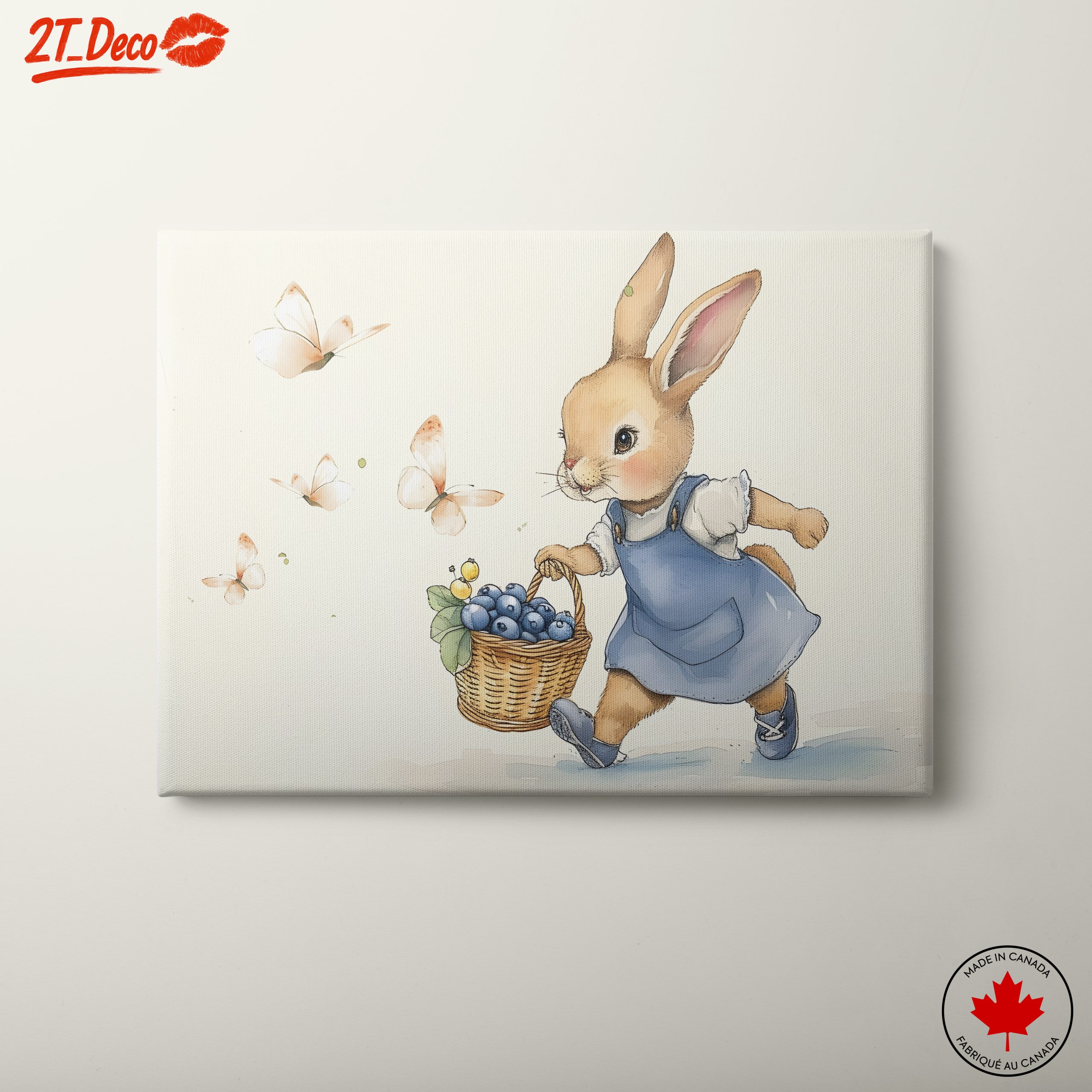 Adorable Bunny Collecting Blueberries