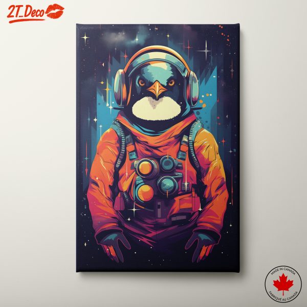 Cosmic Penguin Art Featuring an Astronaut
