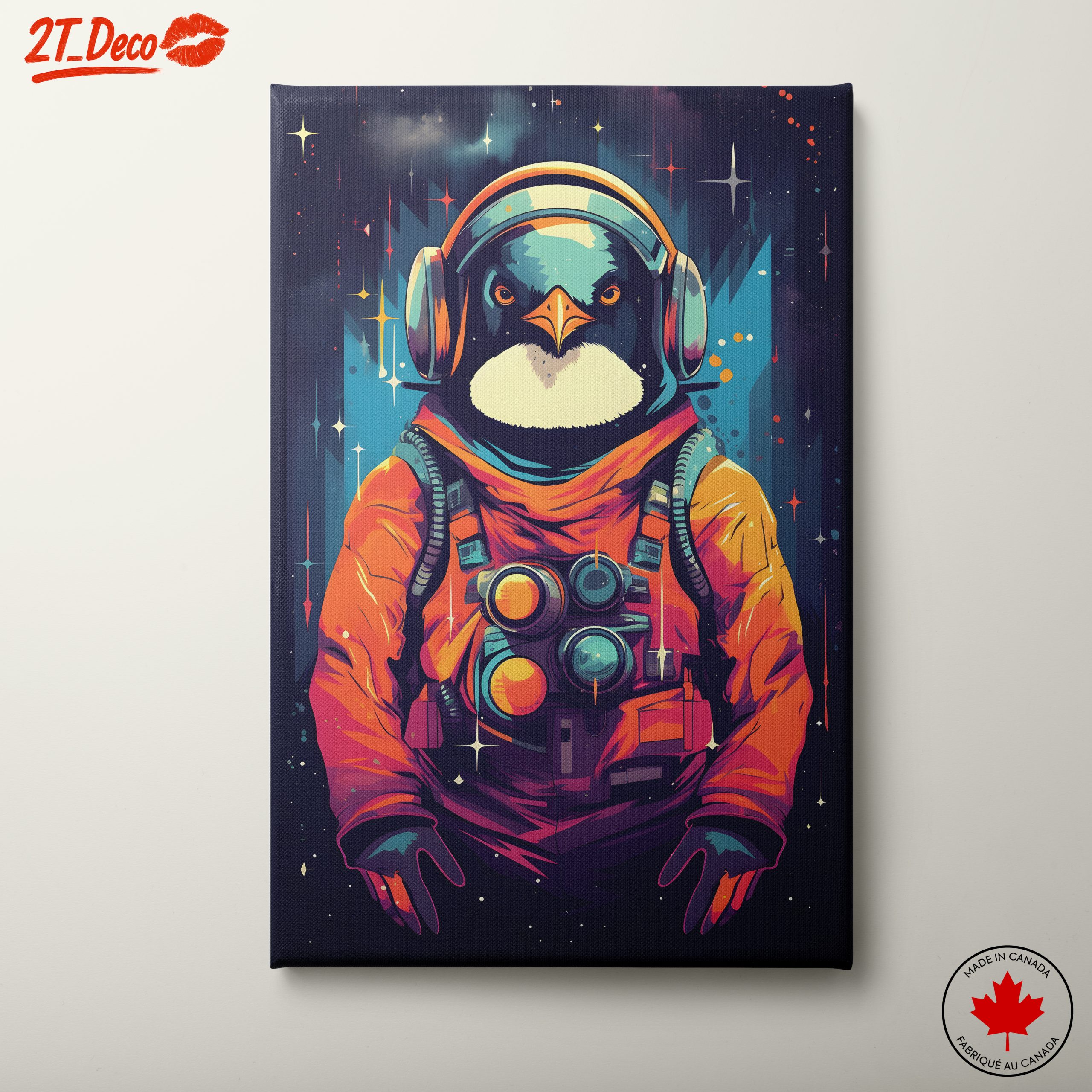 Cosmic Penguin Art Featuring an Astronaut