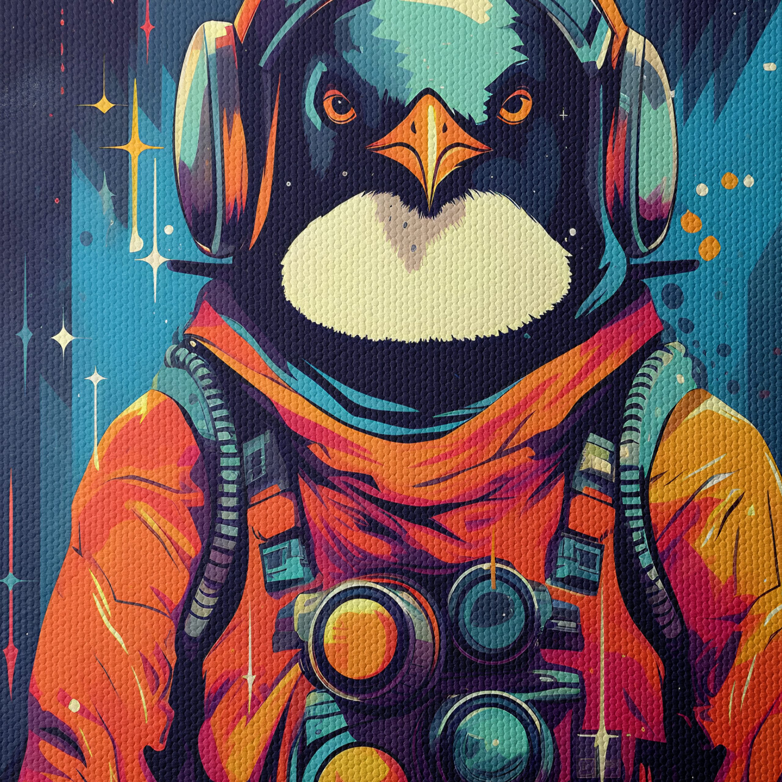 Cosmic Penguin Art Featuring an Astronaut - Image 4