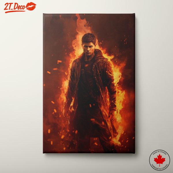 Dynamic Fantasy Character Surrounded by Fire