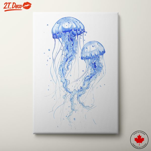 Abstract Jellyfish Art with Blue Tones