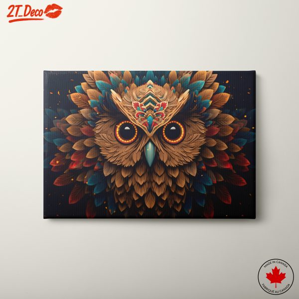 Vibrant Owl Artwork with Colorful Feathers