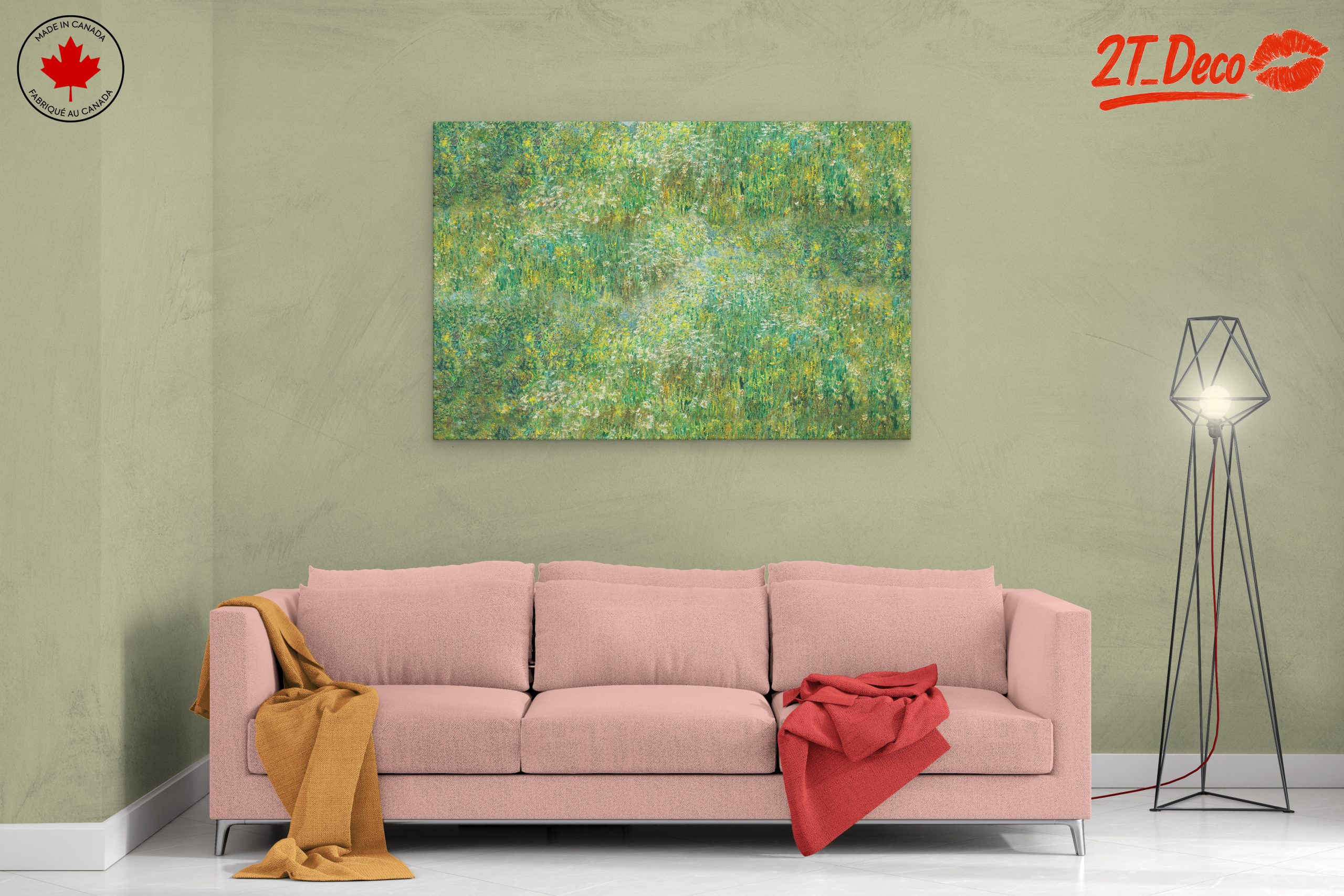 Lush Green Floral Landscape Art - Image 2