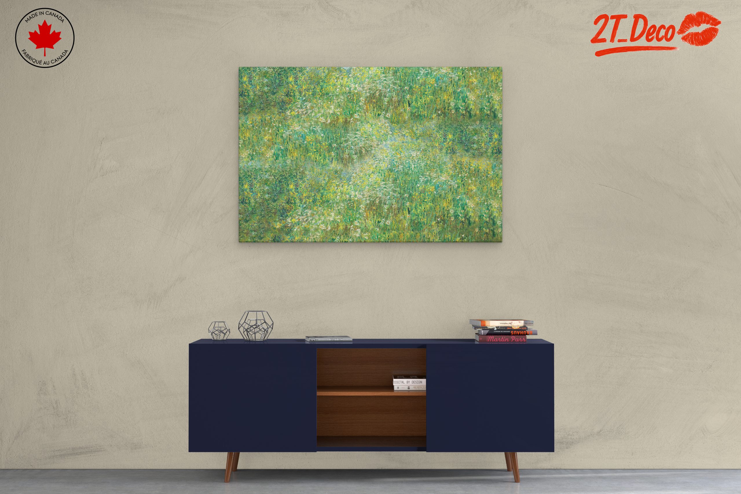 Lush Green Floral Landscape Art - Image 3