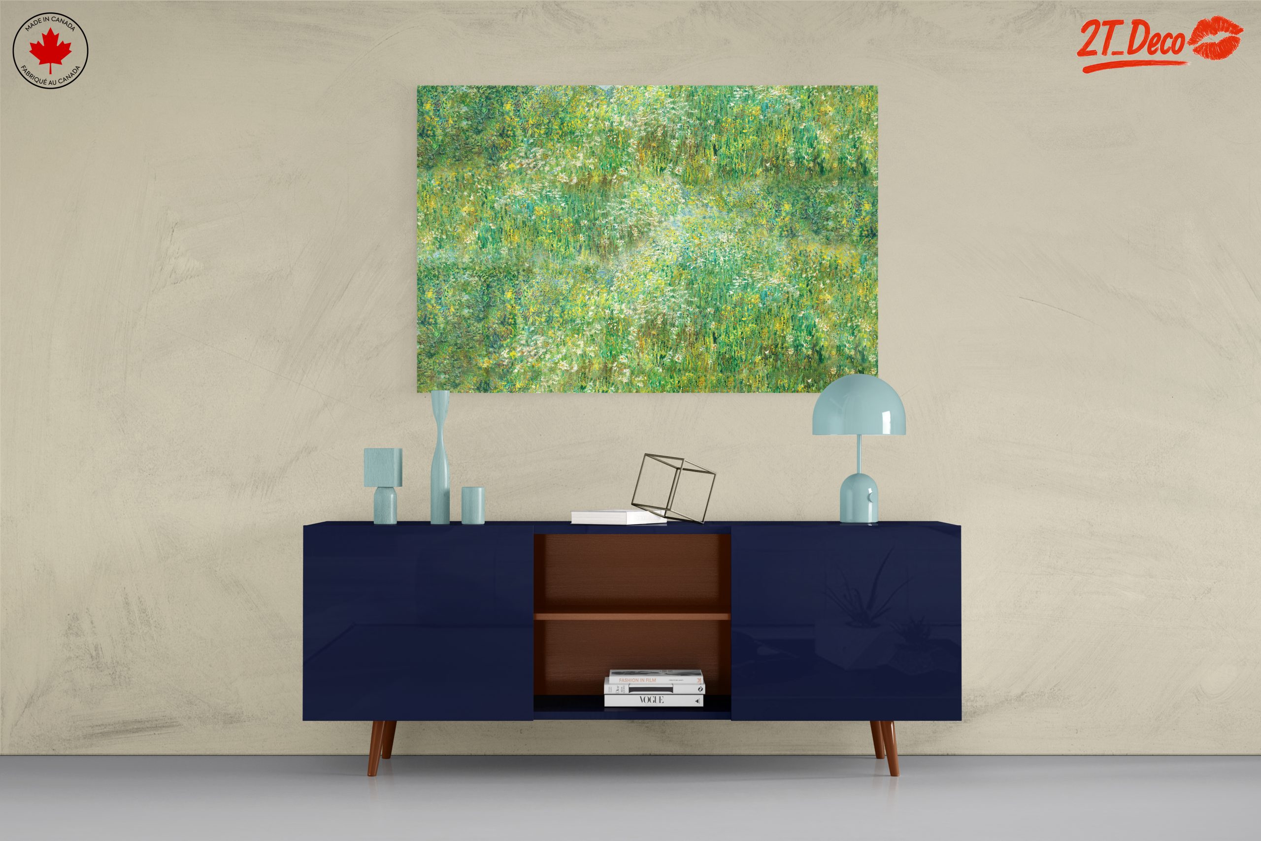 Lush Green Floral Landscape Art - Image 8