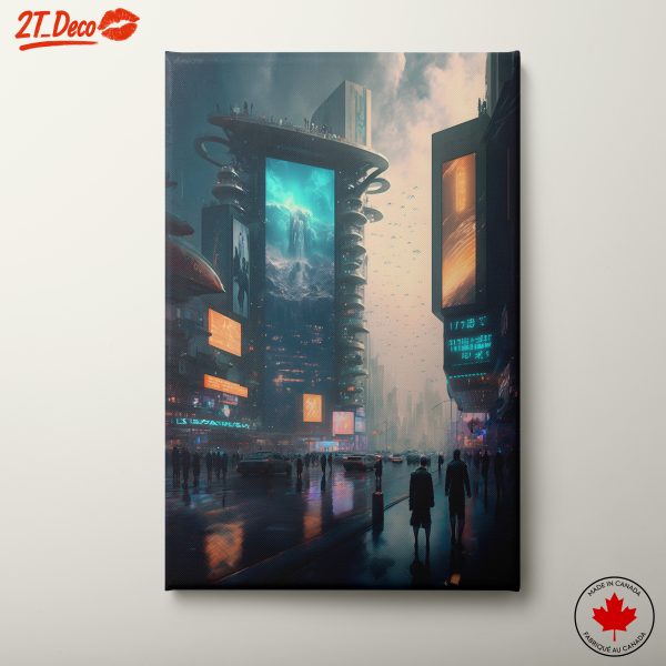 Futuristic Cityscape with Neon Lights