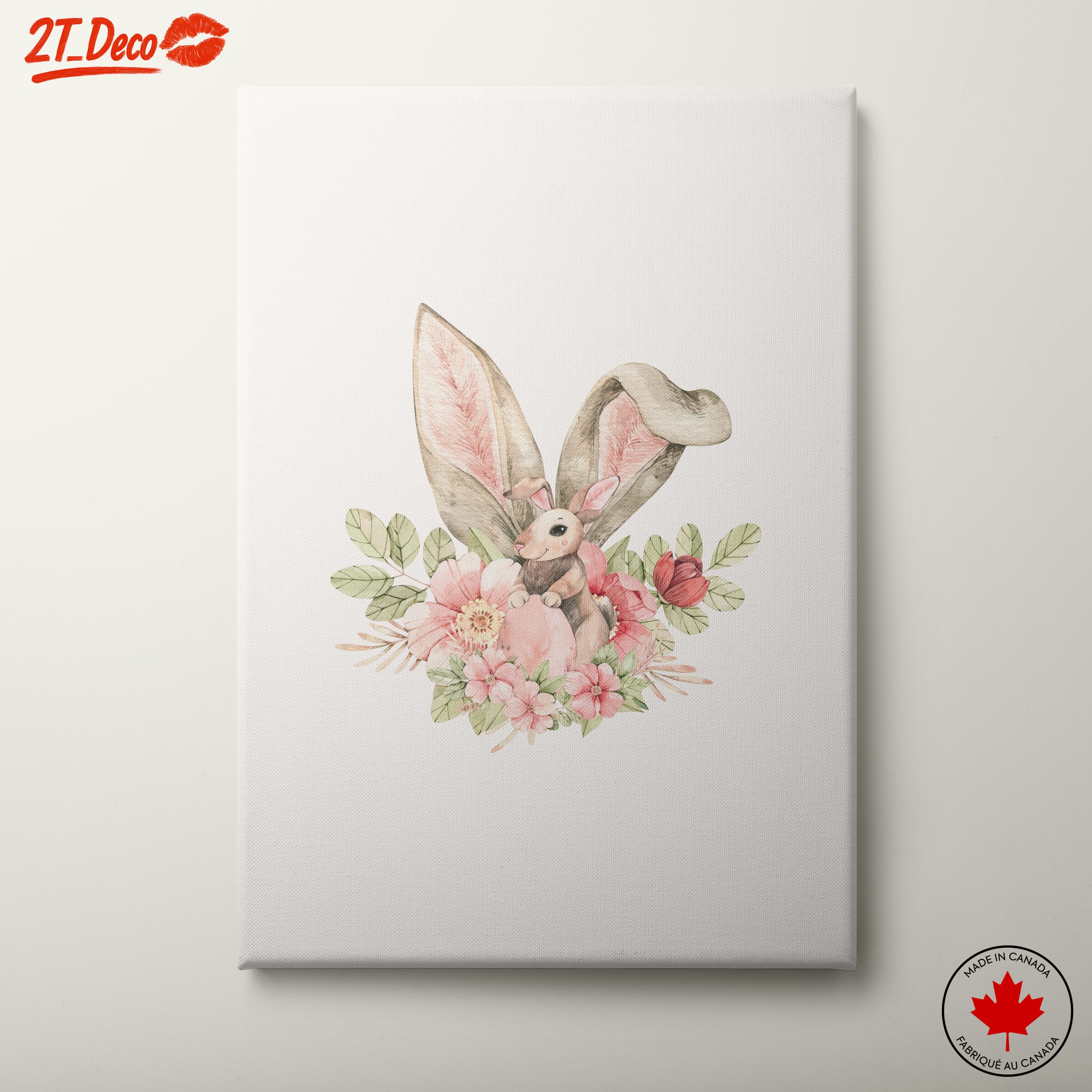 Whimsical Rabbit with Floral Accents
